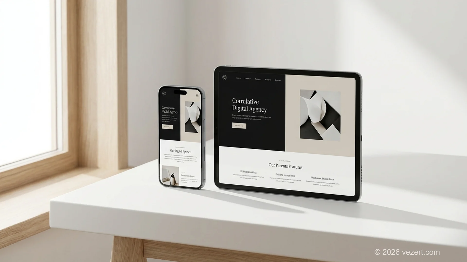 Portfolio case study grid layout with project thumbnails and metrics on a designer screen