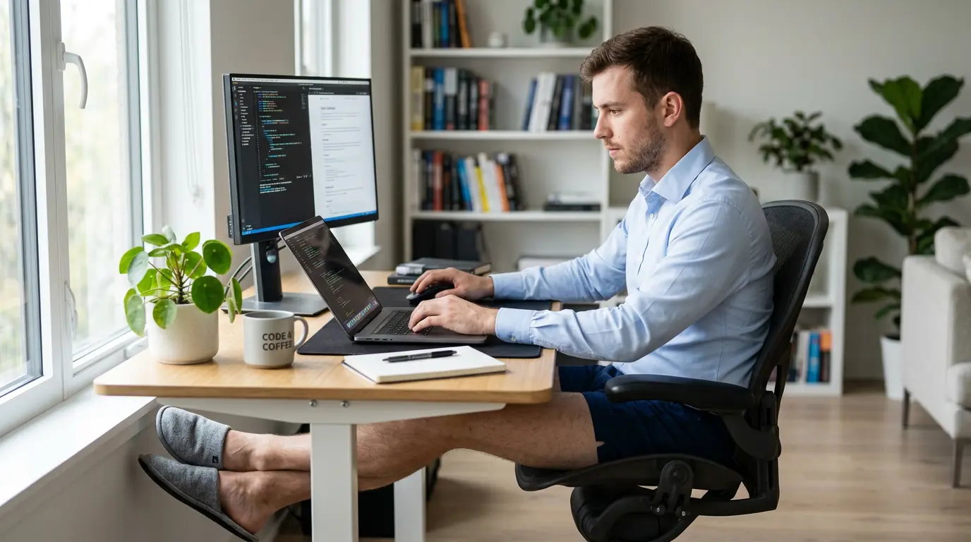 Desenvolvimento aumentado por IA mostrando colaboração entre engenheiros e IA na construção de portais web