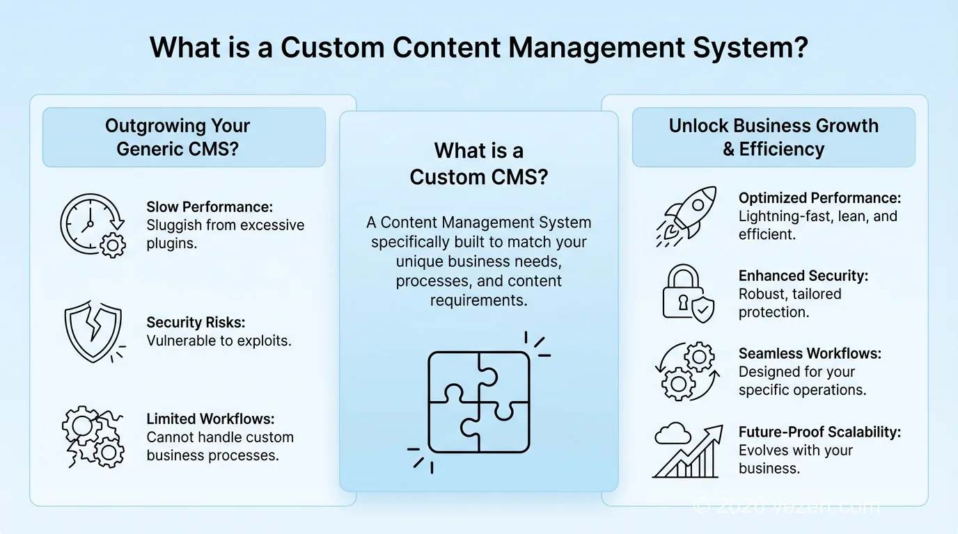 Custom content management system infographic