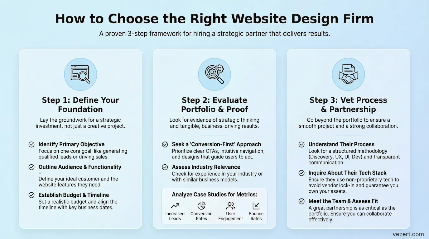 Website design firm evaluation process and criteria