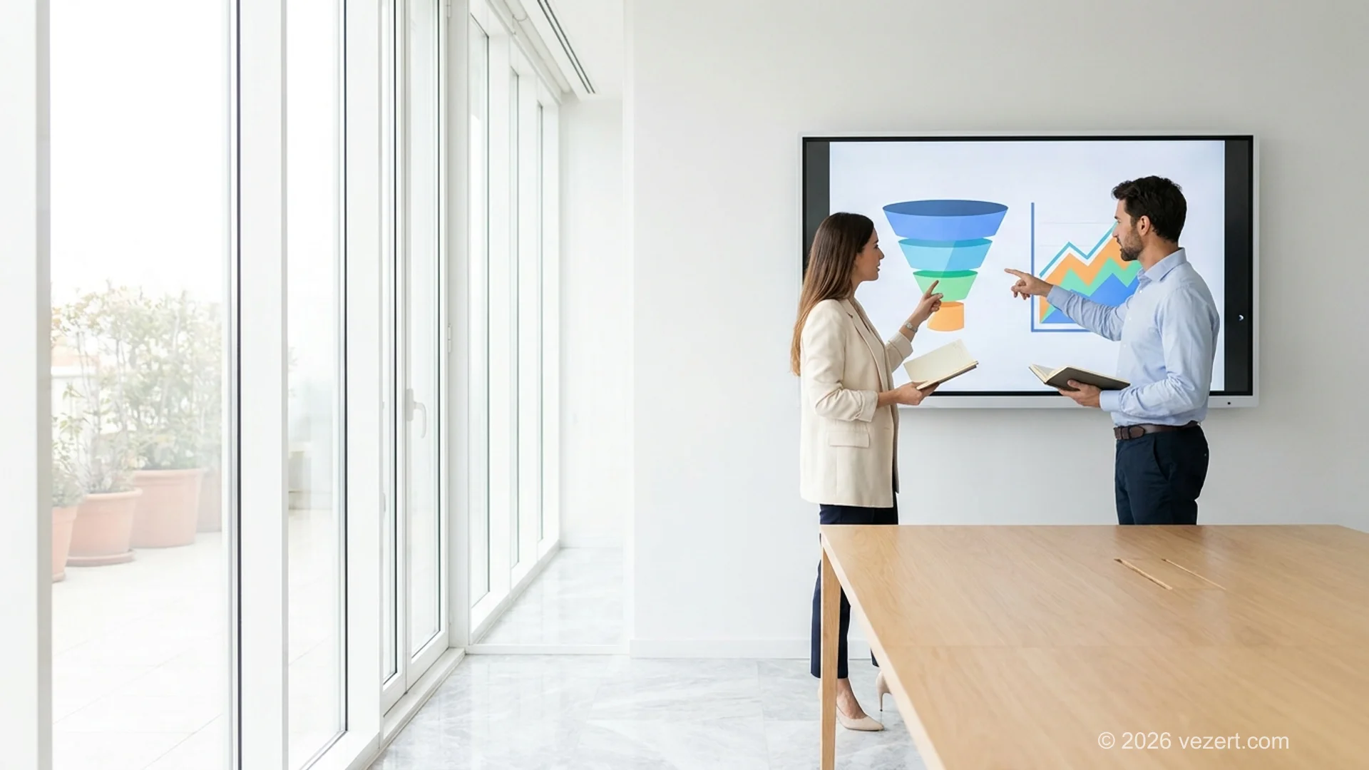 Marketingteam prüft Analytics und Formular-Conversion einer Landing Page am Bildschirm
