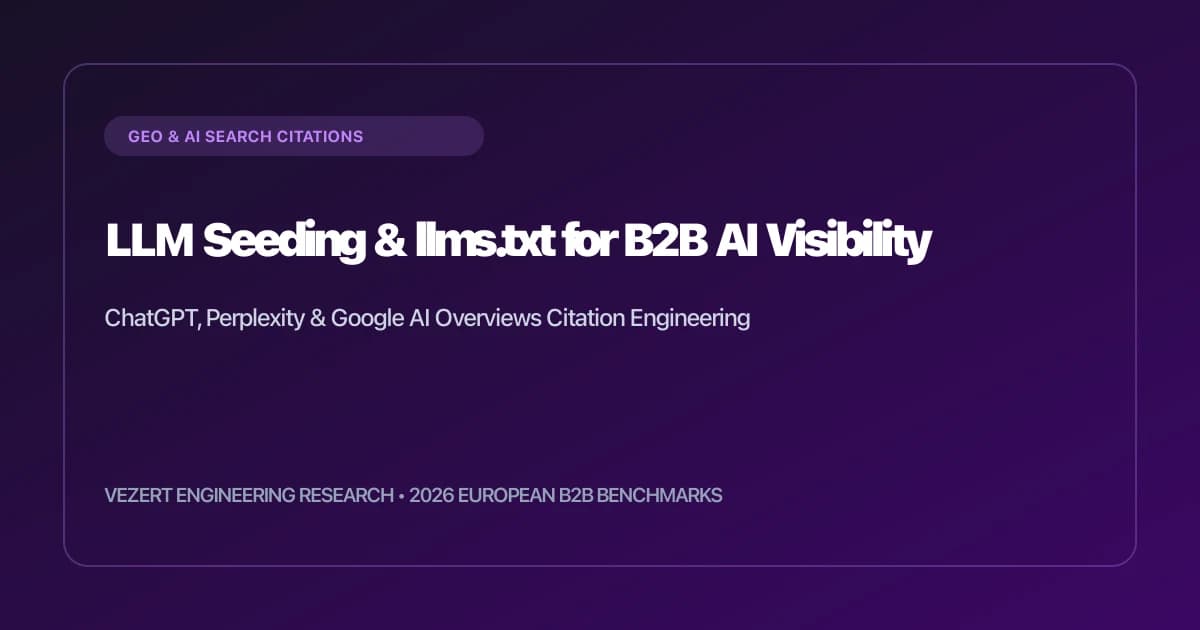 LLM-seeding en llms.txt-architectuur voor B2B AI-zoekzichtbaarheid 2026