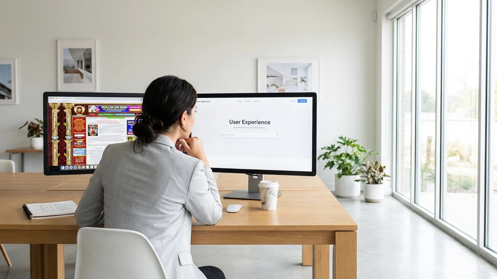 Web design trends 2026 comparison: cluttered decorative interface versus clean realistic interface side by side
