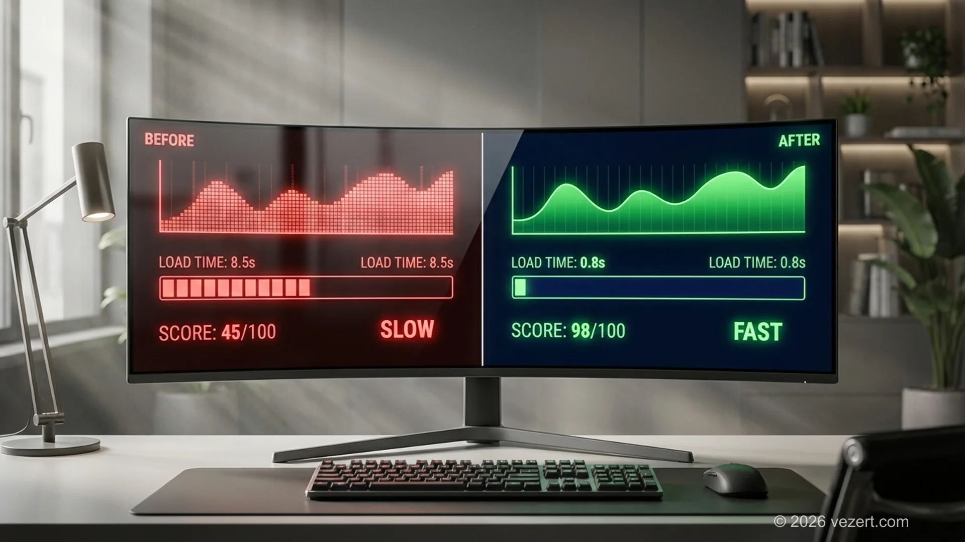 Processo di audit tecnico del sito web su una postazione di lavoro sviluppatore