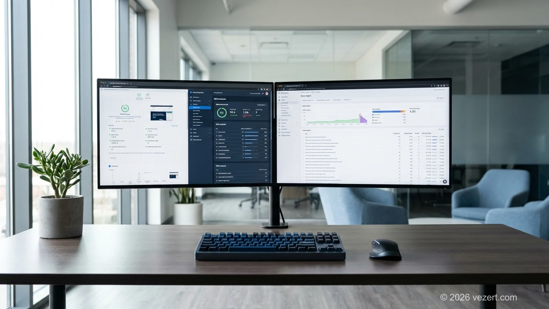 Veebisaidi auditi armatuurlaud, mis näitab jõudlusmõõdikuid ja SEO tervise näitajaid