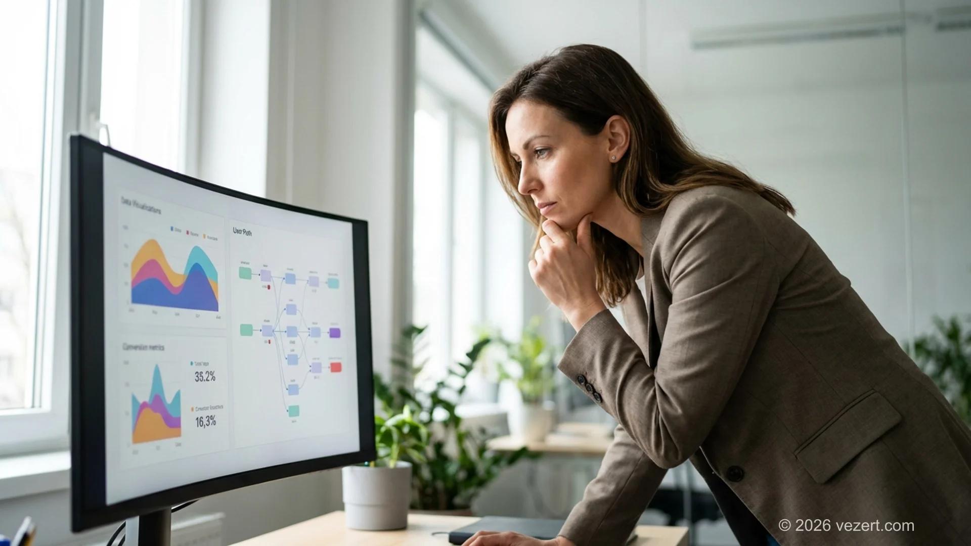 Conversion optimization process showing data analysis and user journey mapping