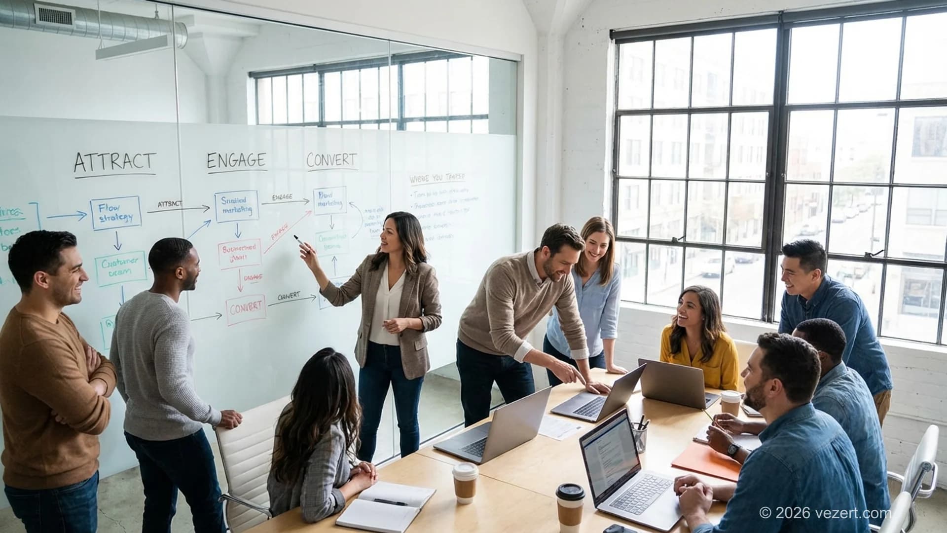 Three-phase digital marketing framework: Attract, Engage, and Convert