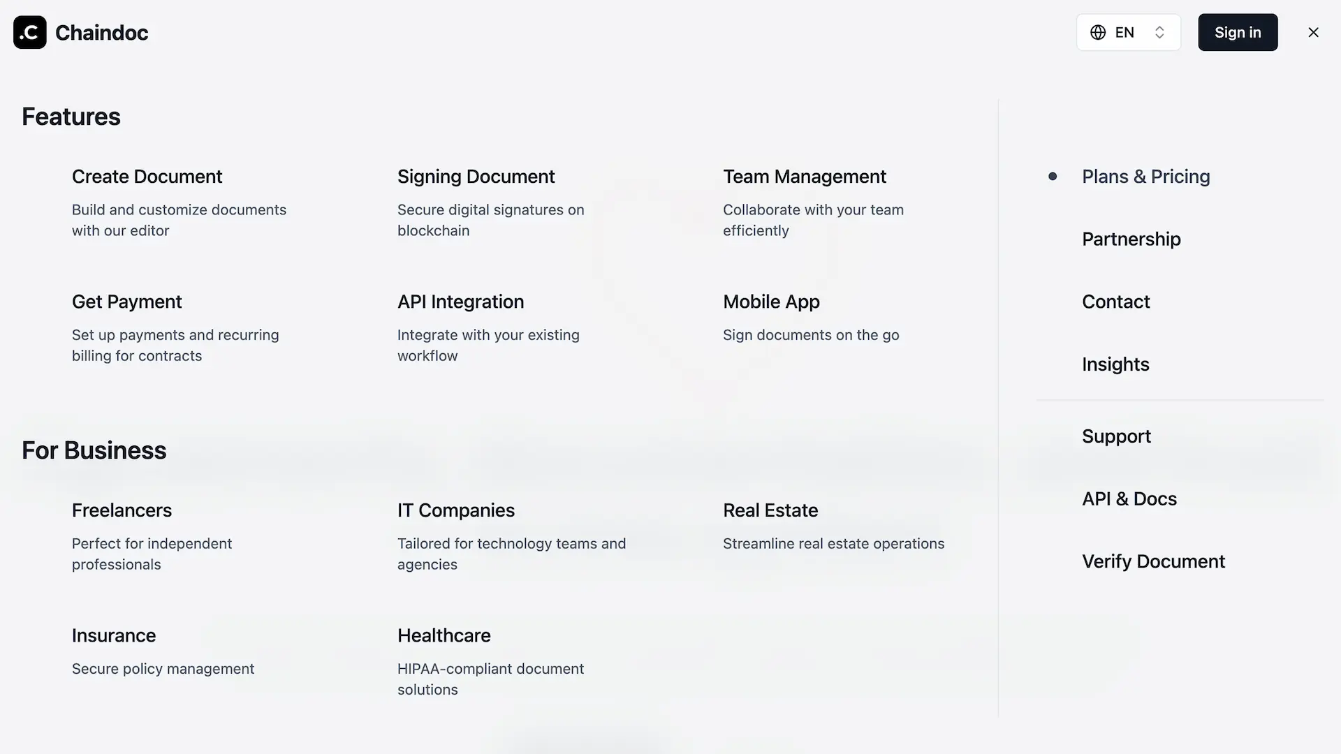 Chaindoc documentation library view