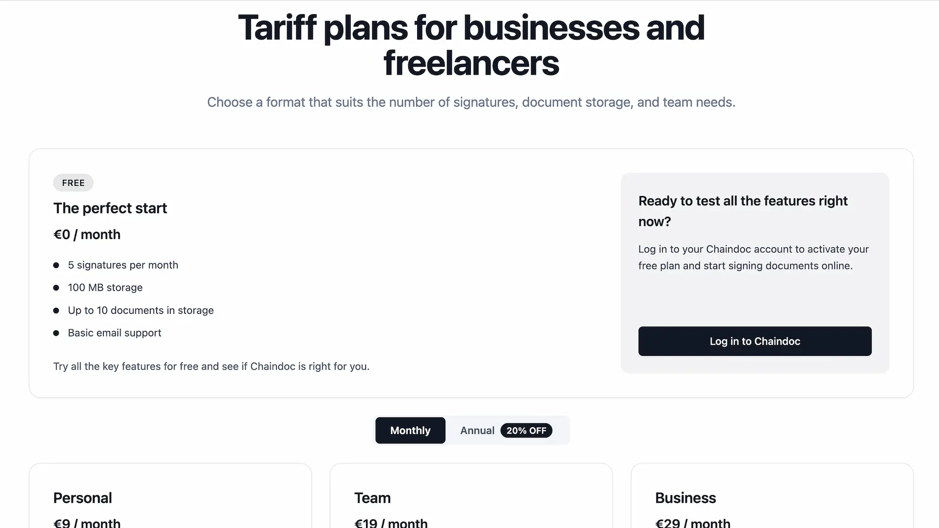 Chaindoc guided onboarding flow