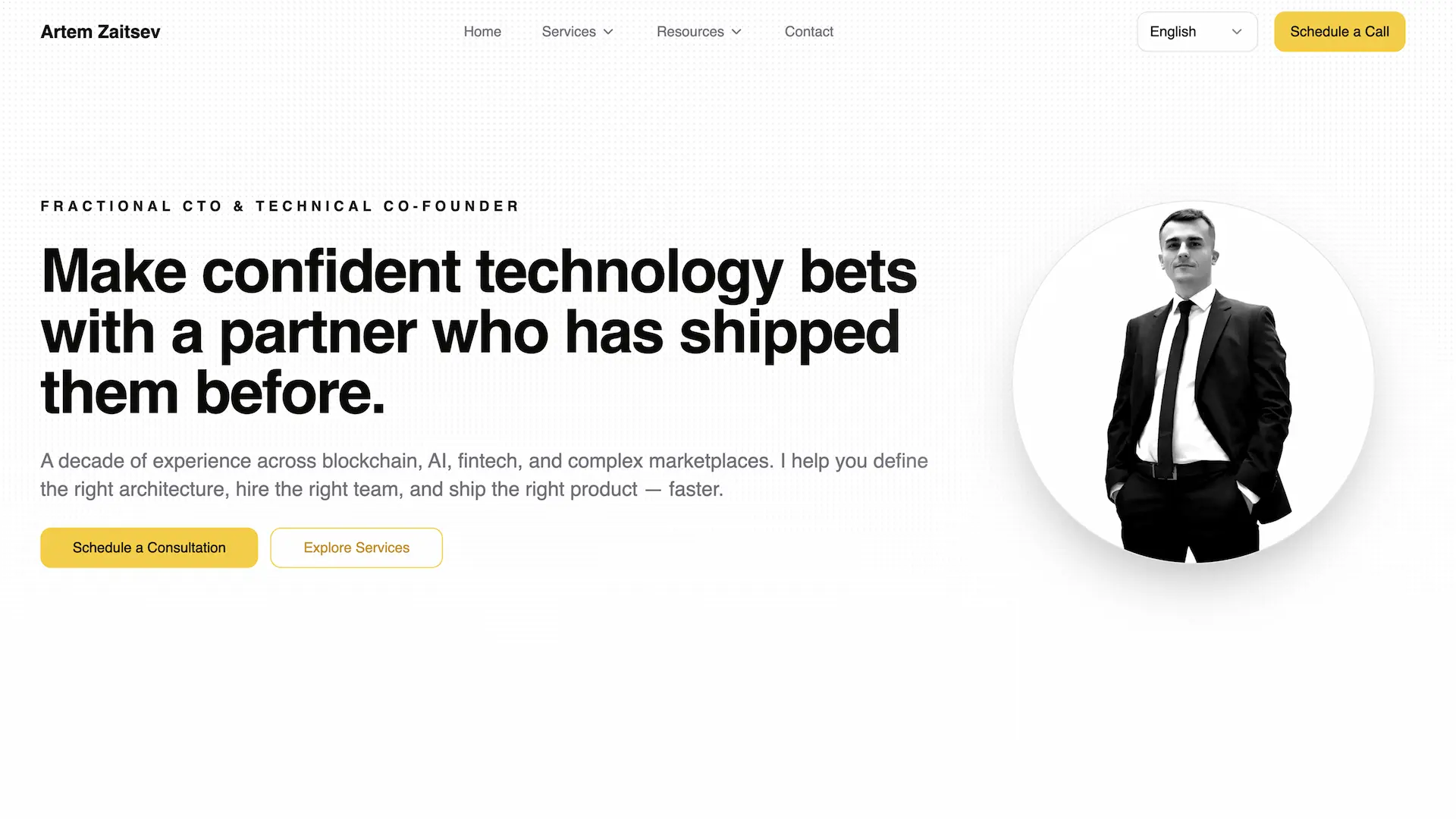 CTO personal brand homepage