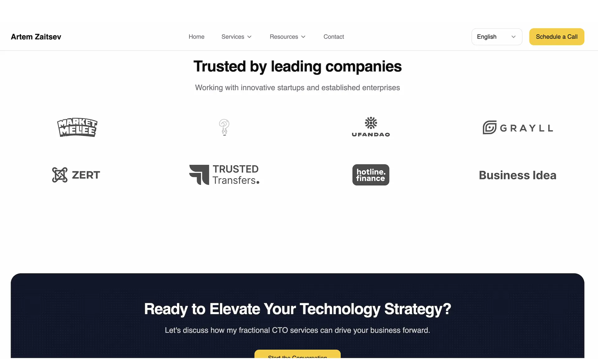 CTO personal brand proof section