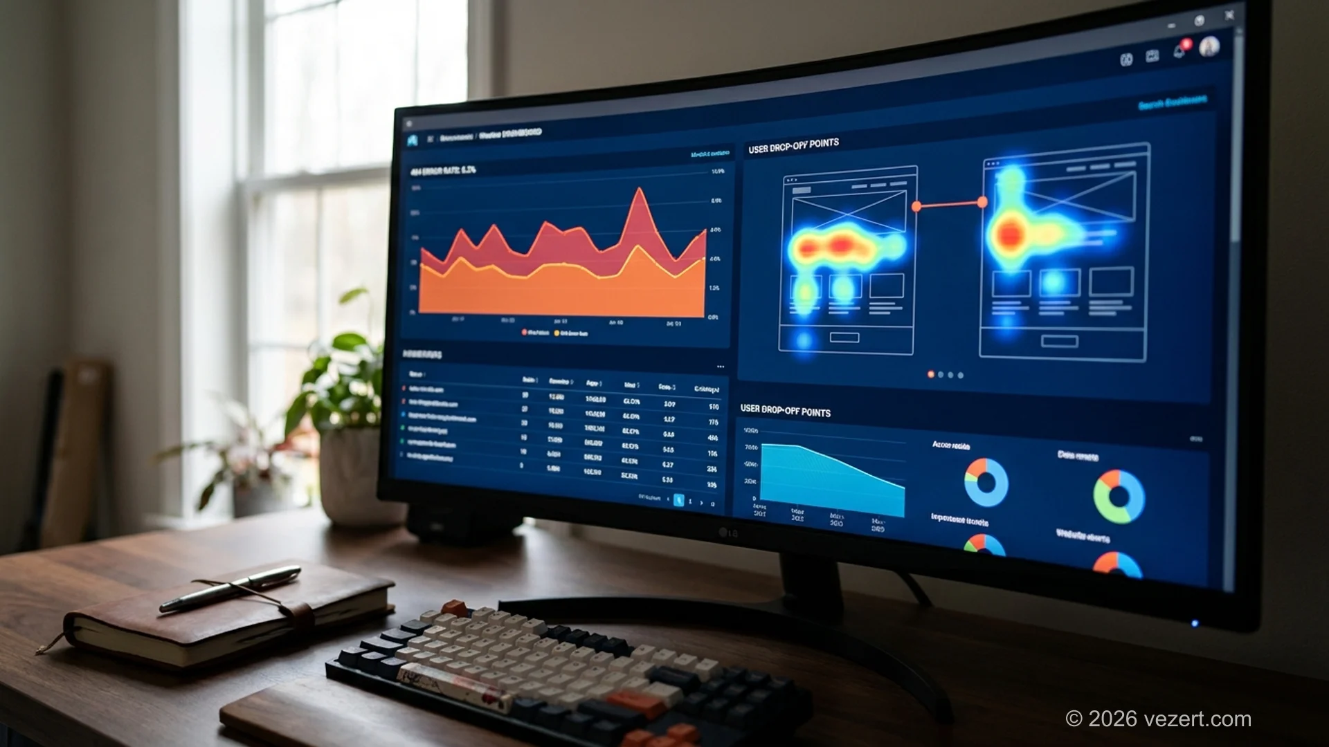 Analyytika armatuurlaud, mis naitab parandatud poikemaara moodikuid parast kohandatud 404 lehe rakendamist
