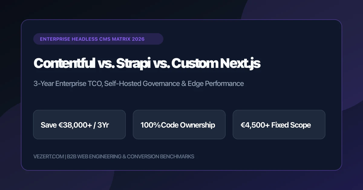 Contentful vs. Strapi vs. Maatwerk Next.js B2B-vergelijking en 3-jarige TCO 2026