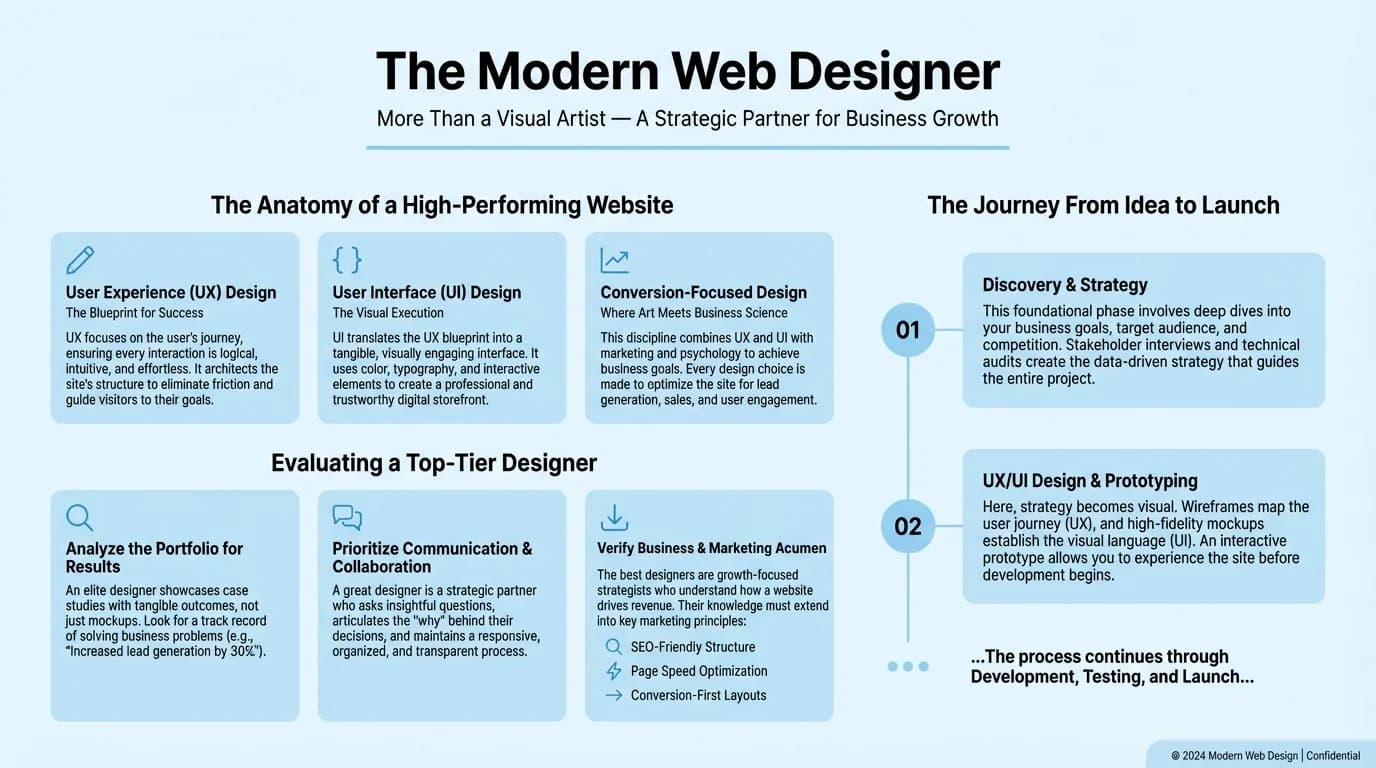 Infographic showing the 4 phases of web design process
